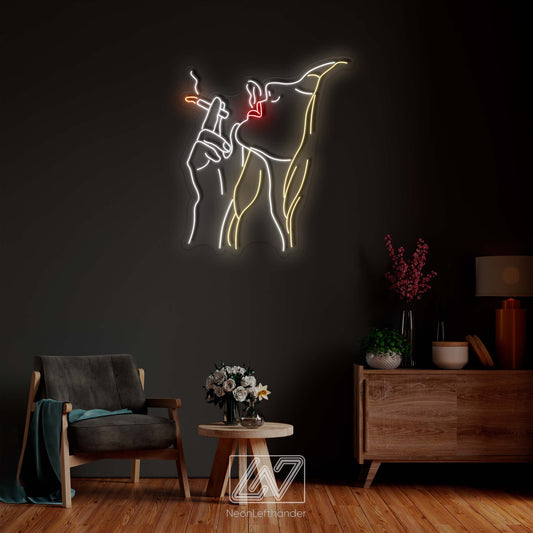 Smoking Girl - LED Neon Sign, Custom Sexy Woman, Smoking Girl Led Signs, Smoking Girl Neon Signs, Woman With a Cigarette