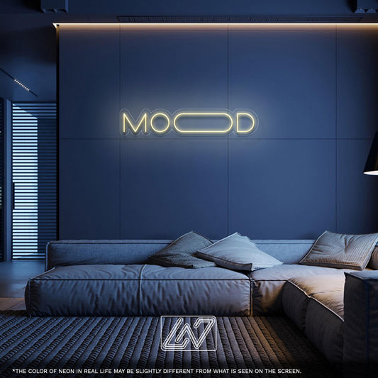 MOOD LED Neon Sign - Minimalist neon sign to set the vibe for bedrooms, studios, gaming rooms or creative spaces, great for modern interiors
