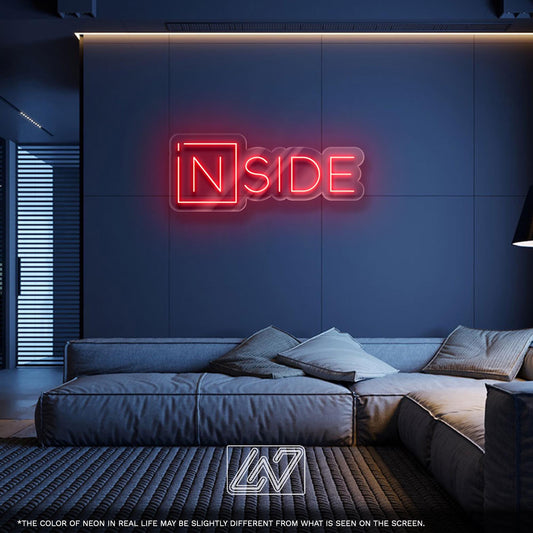 INSIDE LED Neon Sign – Minimalist Typography Wall Light for Office, Studio, Entryway or Creative Interior Accent Lighting