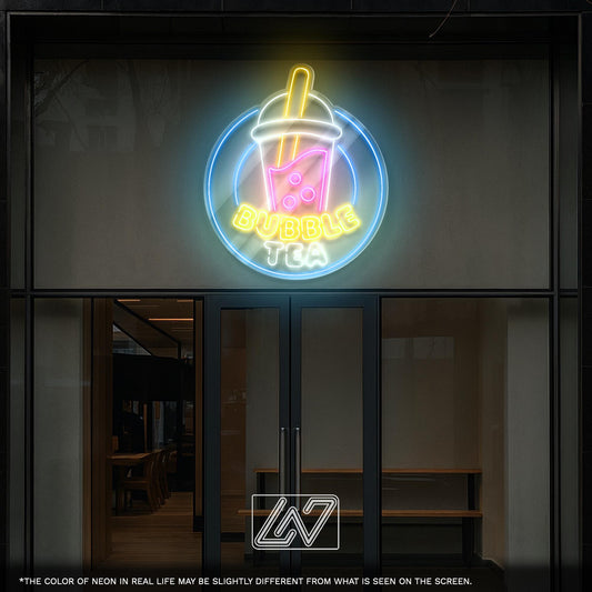 Bubble Tea LED Neon Sign - Vibrant boba drink decor for cafes, kitchens or teen rooms, perfect for boba lovers and small business owners