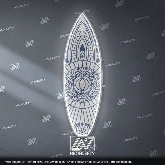 Surfboard Neon Sign - LED wall decor inspired by surf culture and ocean waves, perfect for bars, summer rooms, cafes or coastal interiors