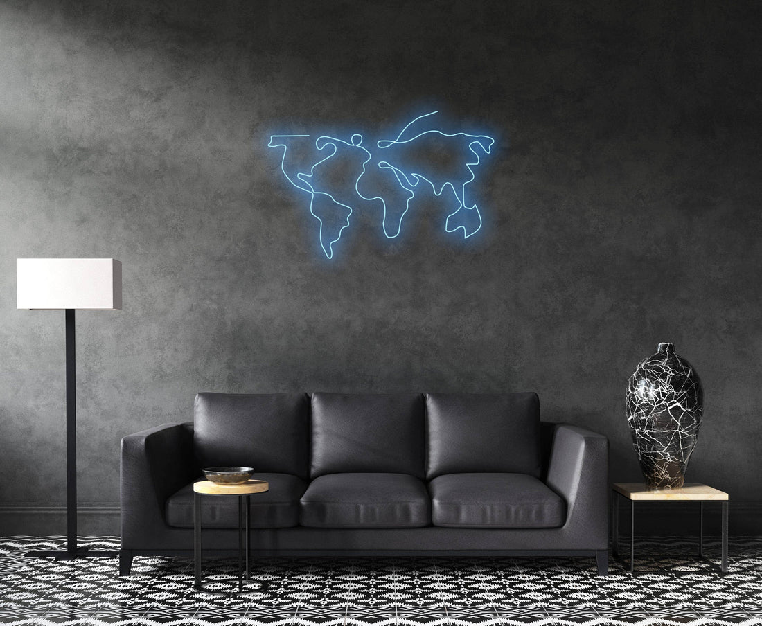 World Map Neon Sign, The World Sign Neon Light, Led Neon Sign Light, College/University Neon Light, Office Home Wall Neon Decor