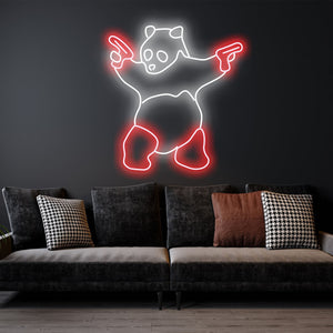 Panda - LED Neon Sign ,Animal sign, Panda light, Gangsta Panda with Guns, Home Decor Wall Decore, neon light , Birthday gift