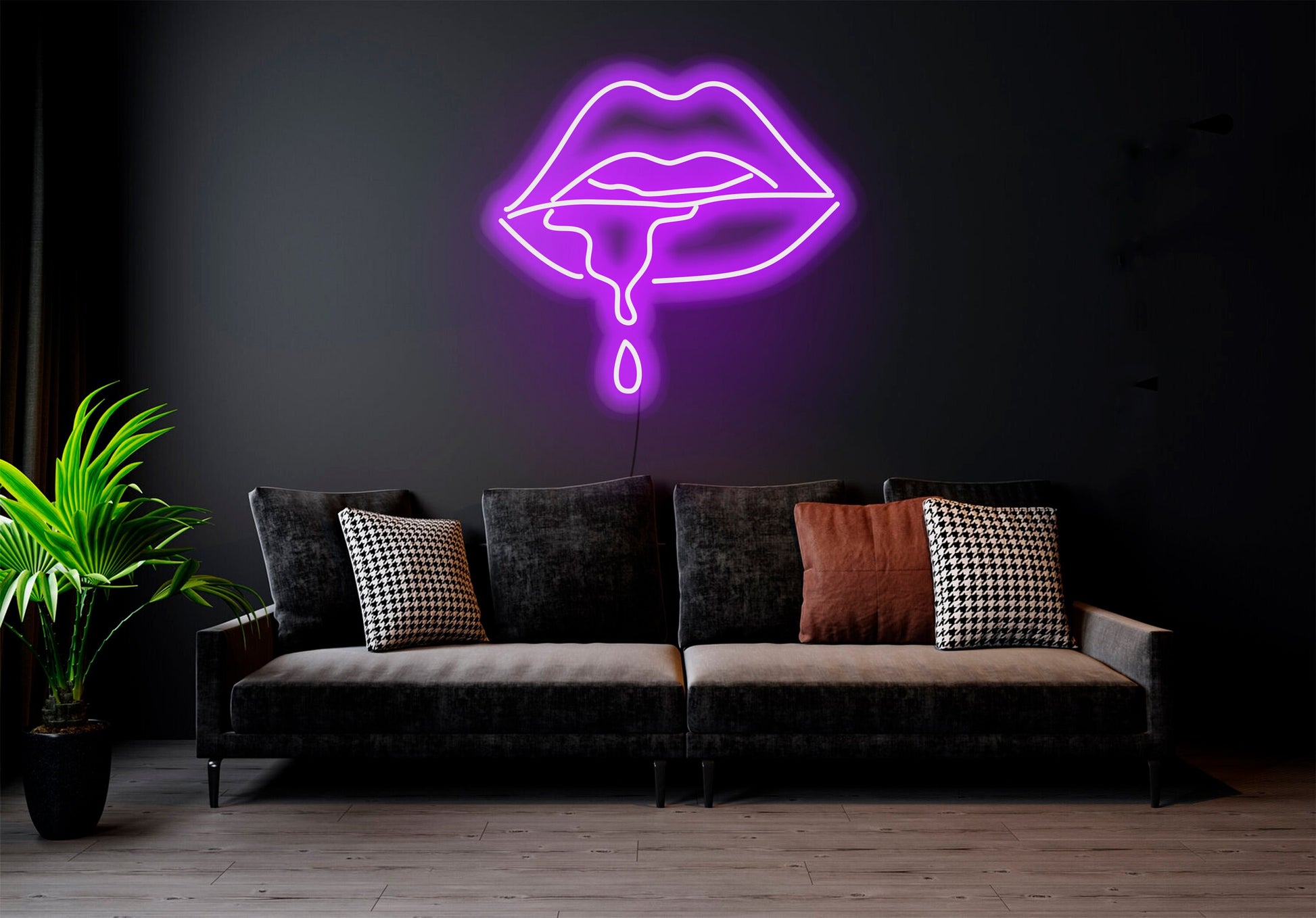 Dripping Lips - LED Neon Sign , Custom Neon Sign, Custom Neon Light, Neon Bedroom Sign, Led Neon Wall Decor, Wall Art