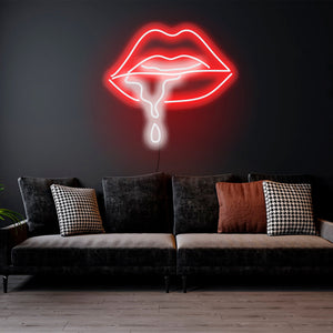 Dripping Lips - LED Neon Sign , Custom Neon Sign, Custom Neon Light, Neon Bedroom Sign, Led Neon Wall Decor, Wall Art