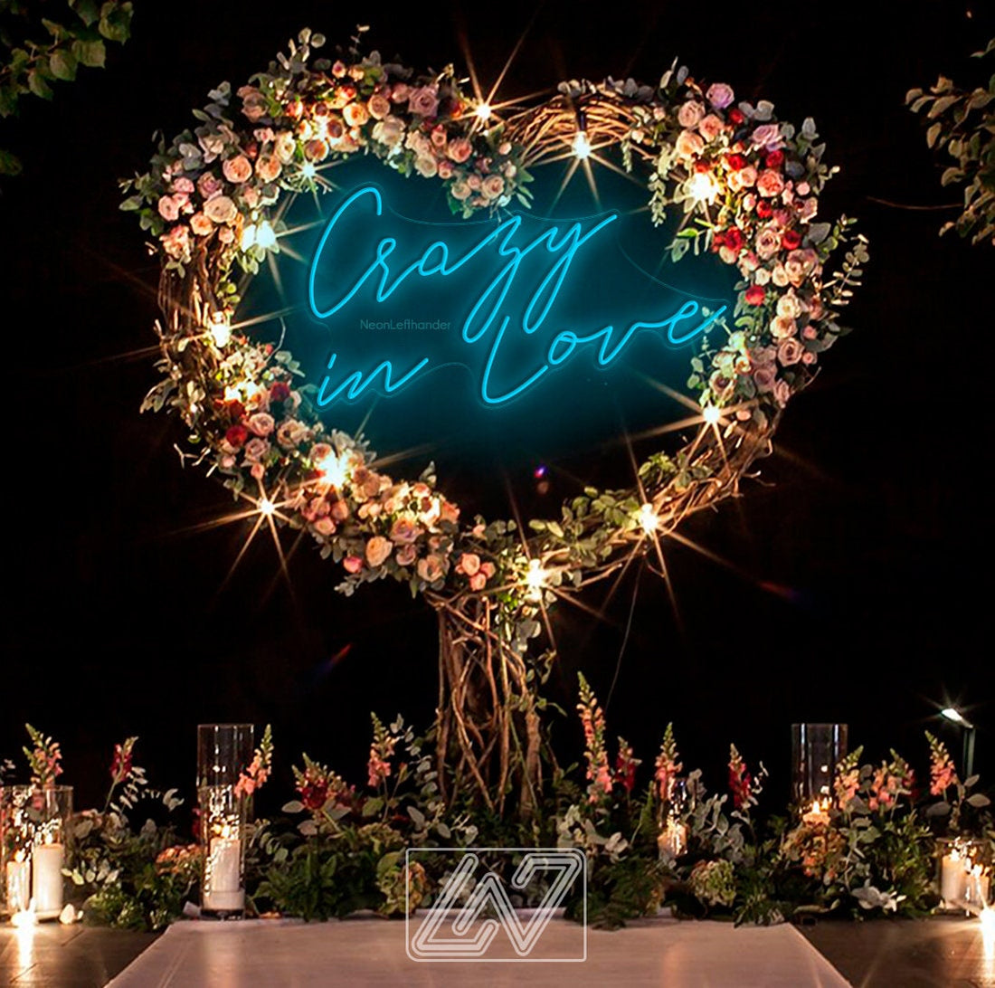 Crazy in Love - LED Neon Sign, Wedding Bride Party Decoration Event Neon Sign Lighting Wall Hanging