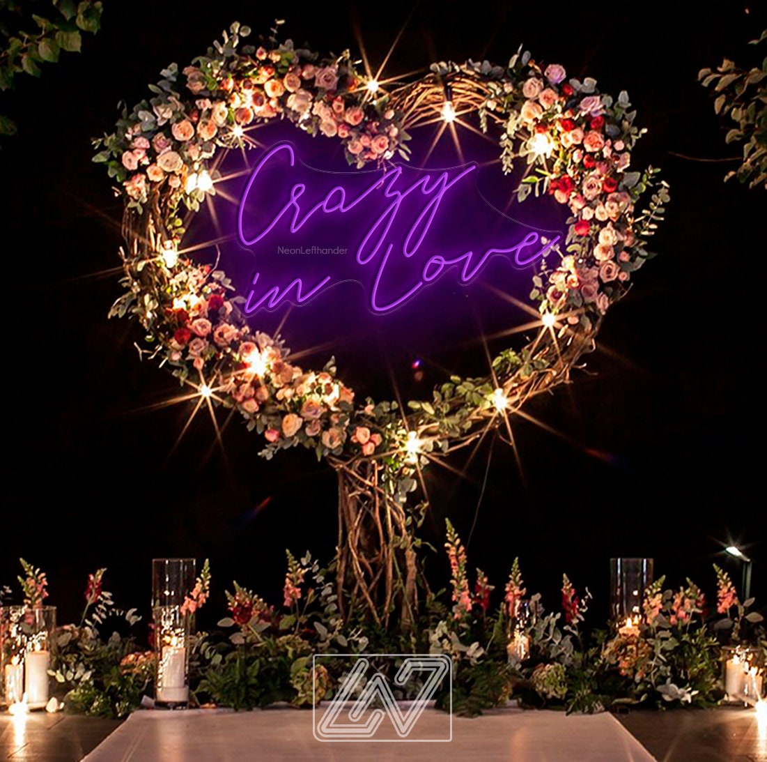 Crazy in Love - LED Neon Sign, Wedding Bride Party Decoration Event Neon Sign Lighting Wall Hanging