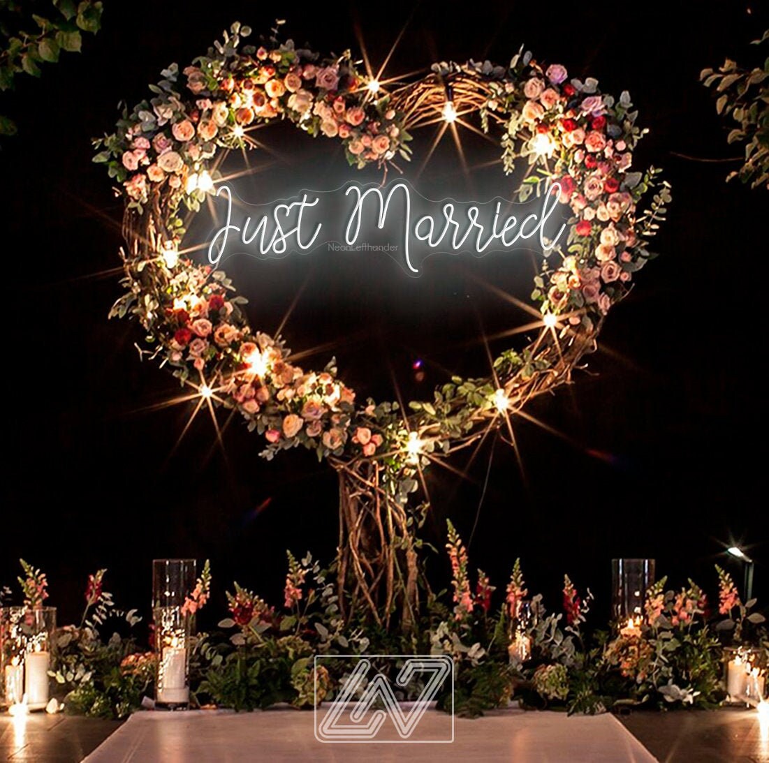 Just Married - Wedding LED Neon Sign, Custom Wedding Sign, Wedding Decor, Wedding Ceremony, Personalized Sign, Wall Decor
