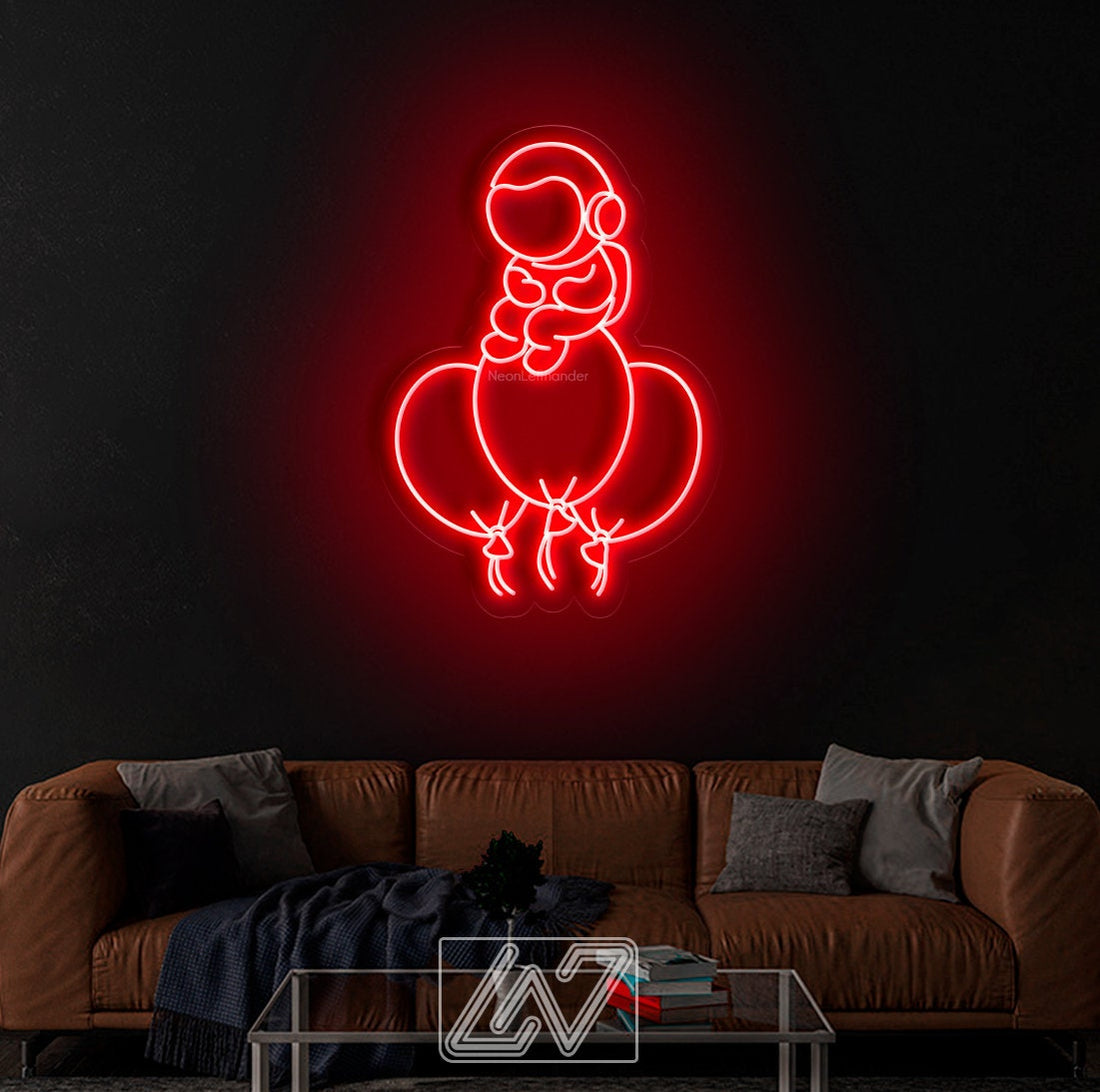 Astronaut on Balloons - LED Neon Sign, Custom Neon Sign, Led Neon Light, Sign Wall Neon, Sign Wall Decor, Space Gifts for Kids