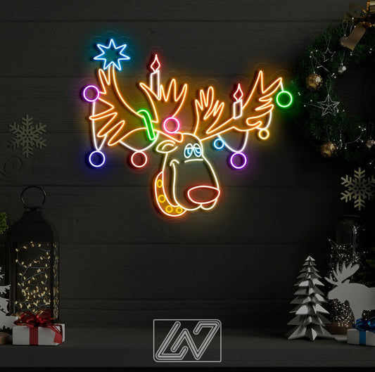 Rudolph  the Red-Nosed Reindeer - LED Neon Sign, Merry Christmas Neon Sign, New Year Neon Sign, Christmas Gift, Christmas Decoration Room