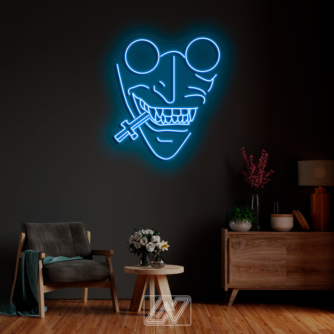 Vampire Hunter - Anime wall art, Game Zone, Neon cartoon character, Neon Sign, Custom neon character