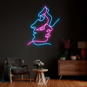 Two Face - Neon Sign Custom Sexy Woman Bedroom Party Bar Wall Room Decor LED Lady Neon light Wedding Personalized romance