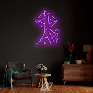 Shhhh - LED Neon Sign, Lips and Finger, Custom Sexy Woman Bedroom Party Bar Wall Room Decor LED Lady Neon light Wedding Personalized romance
