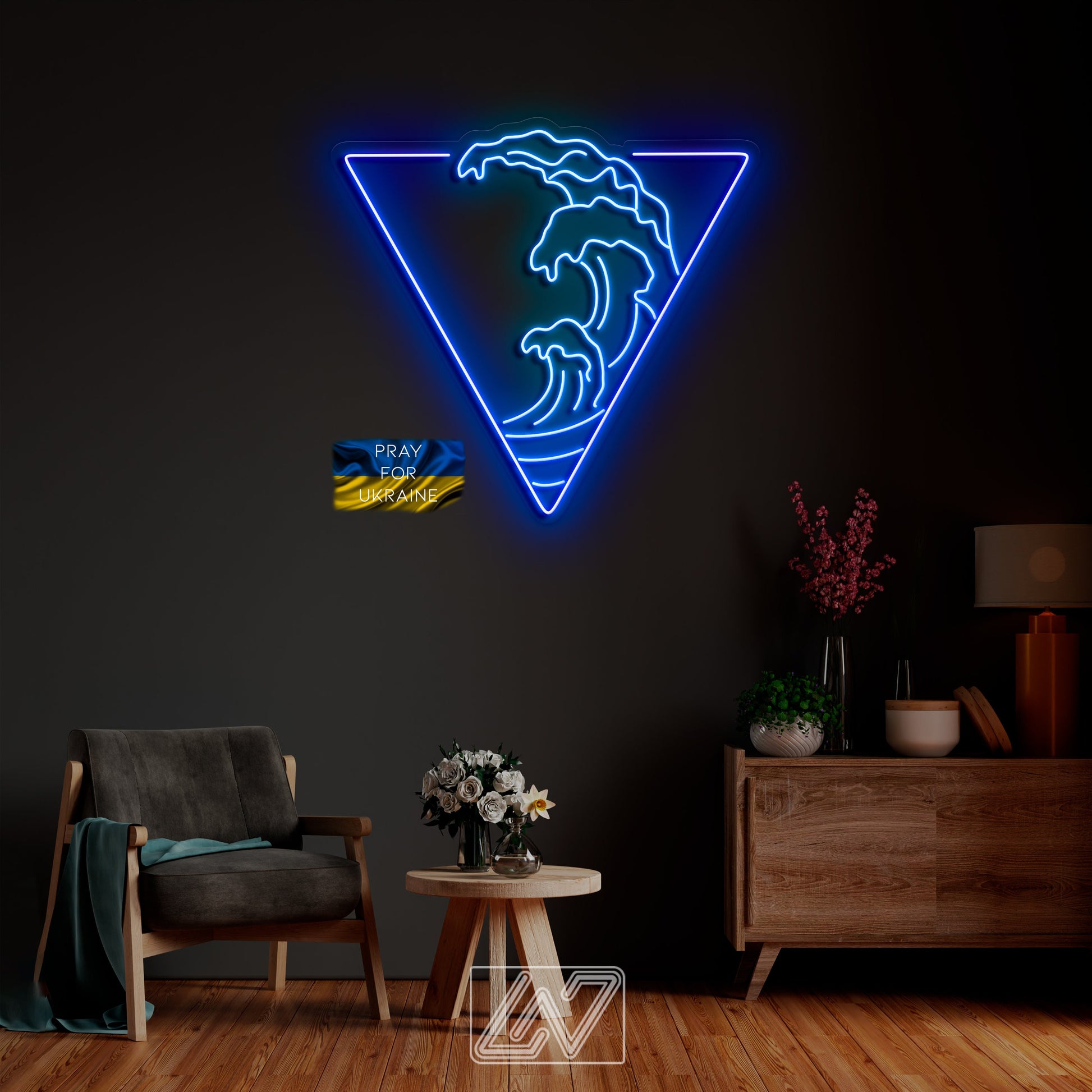 Sea Waves in a Triangle - LED Neon Sign - sea - custom neon sign - gift - wall decor - game room - sign wall art