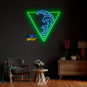 Sea Waves in a Triangle - LED Neon Sign - sea - custom neon sign - gift - wall decor - game room - sign wall art