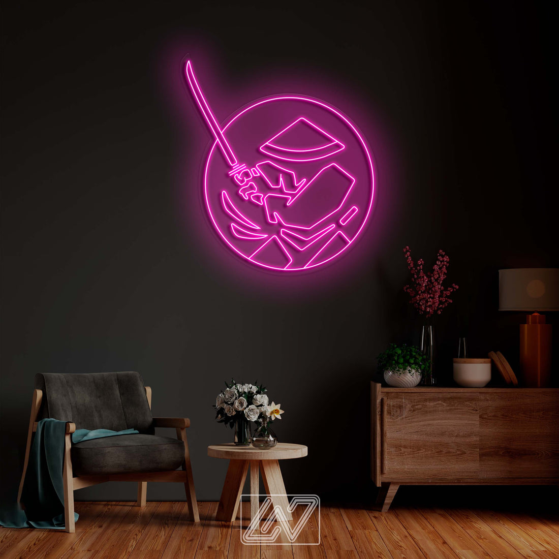 The Samurai - LED Neon Sign, cartoon Neon Sign, Сartoon Character, Neon Game Zone,cartoon led sign,japanese neon sign, gamer wall art