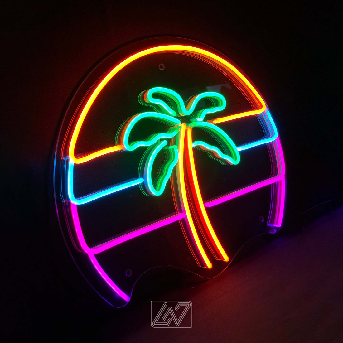 Palm tree - LED Neon Sign,Gift, Wall Decor, 80s, Rainbow ,Neon Company Logo ,Bright Neon Lights ,Neon Workplace Signs