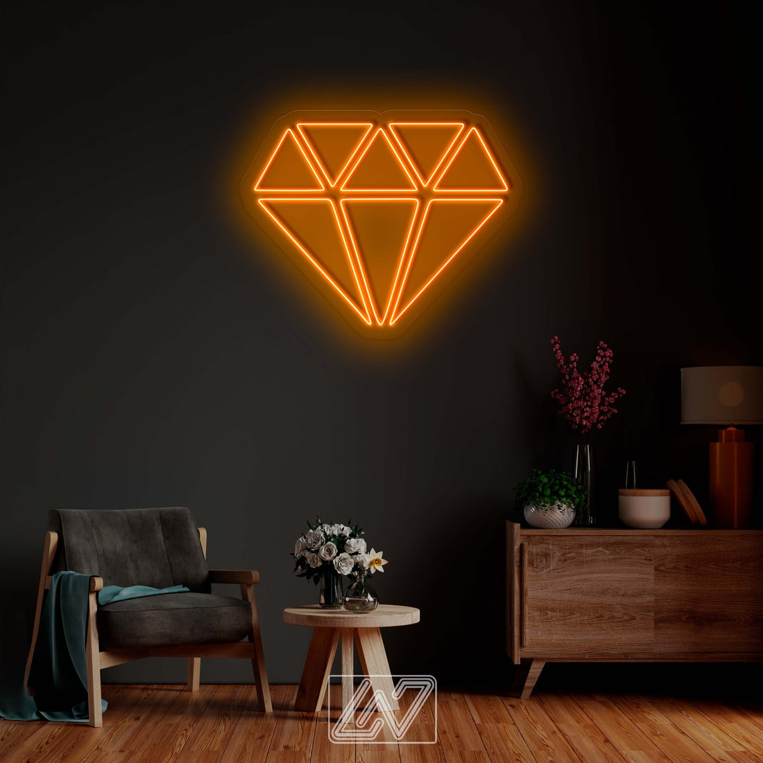 Diamond - LED Neon Sign, Neon Lighting for Best friend gifts, Neon light Wedding Personalized romance, Geometric wall art