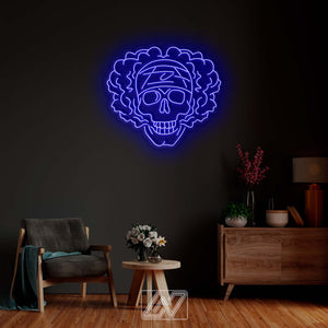 Smoking Skull - LED Neon Sign, Skull Neon Light, Skull Wall Decor, Skeleton Wall Art, Wall Led Light Decoration, Personalized Art Neon Sign