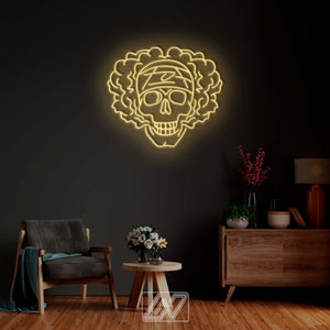 Smoking Skull - LED Neon Sign, Skull Neon Light, Skull Wall Decor, Skeleton Wall Art, Wall Led Light Decoration, Personalized Art Neon Sign