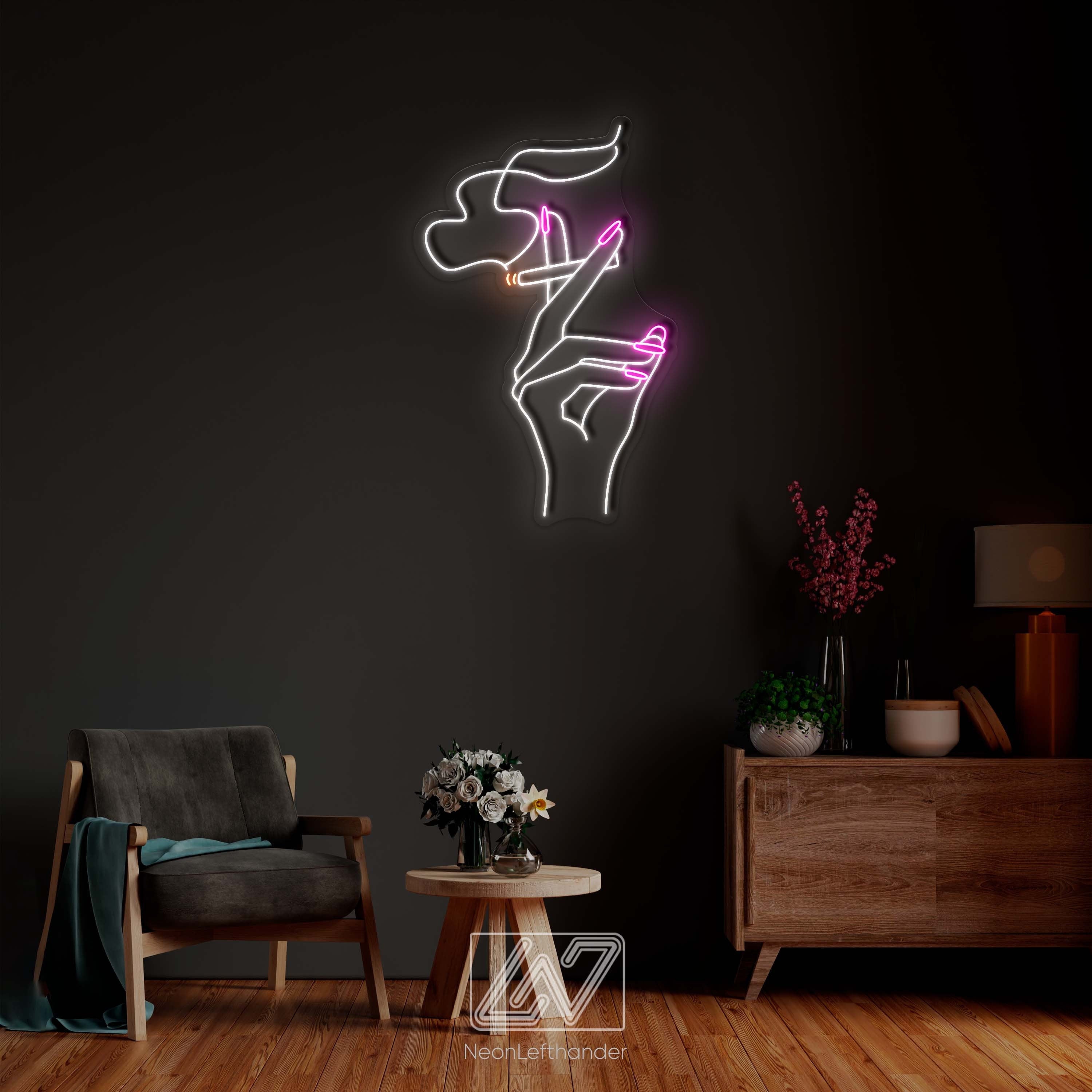 Hand With a Cigarette Neon Sign - Unique LED Decor – NeonLefty