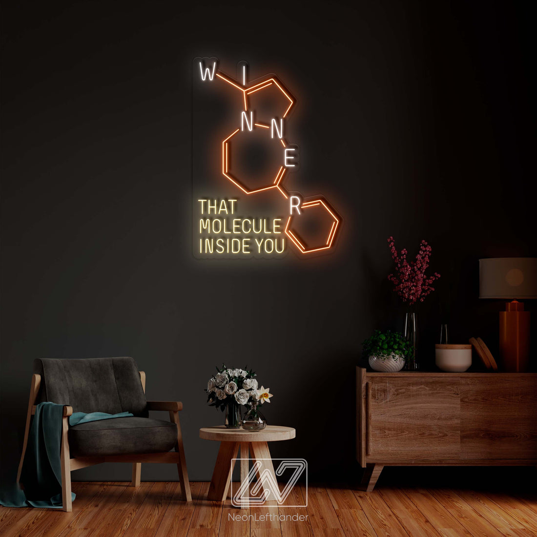 Winner - LED Neon Sign, Custom Neon Sign, Motivation Neon Sign, Inspiration Neon Light, Vibe Neon Sign, Molecule, Chemical Formula Neon Sign