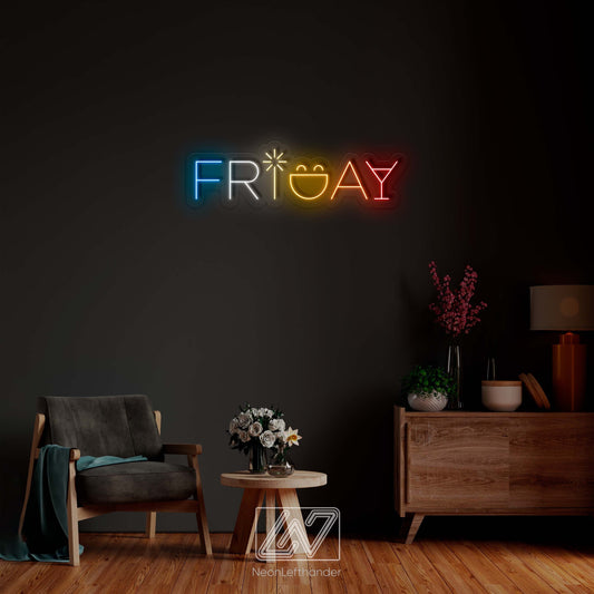 Friday - LED Neon Sign, Vibe Neon Sign, Less Monday More Friday, Neon Sign Bedroom, Funny Neon Sign, Positive Neon Sign