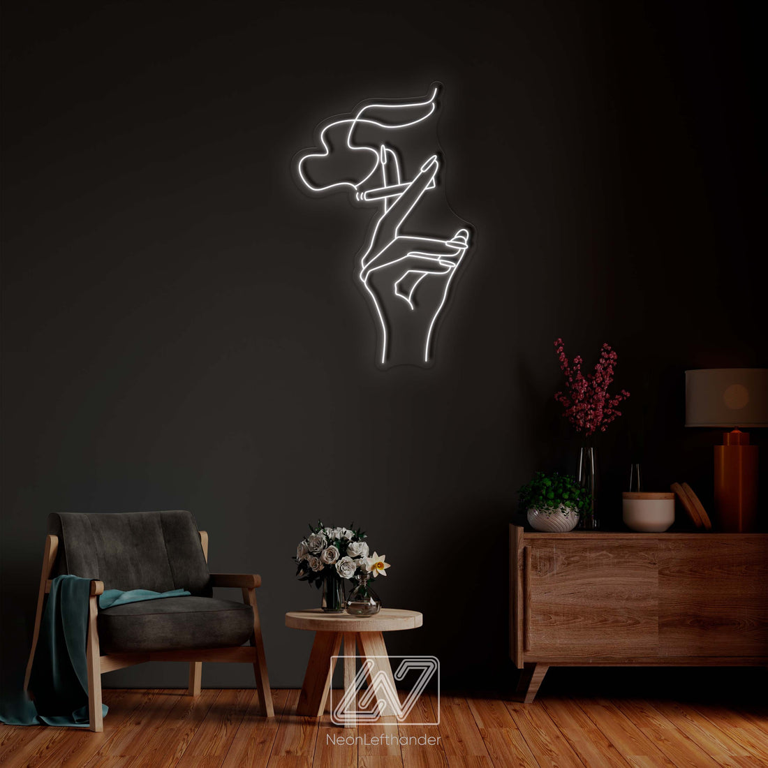 Hand With a Cigarette - LED Neon Sign,  Smoking Girl Led Signs, Smoking Girl Neon Signs, Woman With a Cigarette, Nails Neon Sign