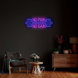 No Pain, No Gain - LED Neon Sign, Vibe Neon Sign, No Pain No Gain Sign, Neon Sign Bedroom, Motivation Neon Sign, Inspiration Quote Led Sign