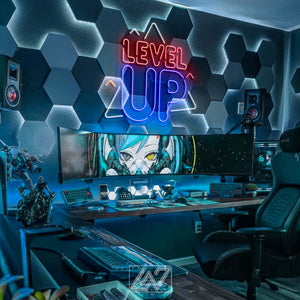 Level UP - LED Neon Sign, games Neon Sign, Games Character, Neon Game Zone,Player Led Sign,Stream Light Sign, Twitch, Game room