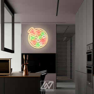 Pizza - LED Neon Sign, Wall Decor, Wall Sign, Neon Lights, Food Neon Sign, Pizza wall decor, LED Neon Sign for Wall Art Decor Pizzeria