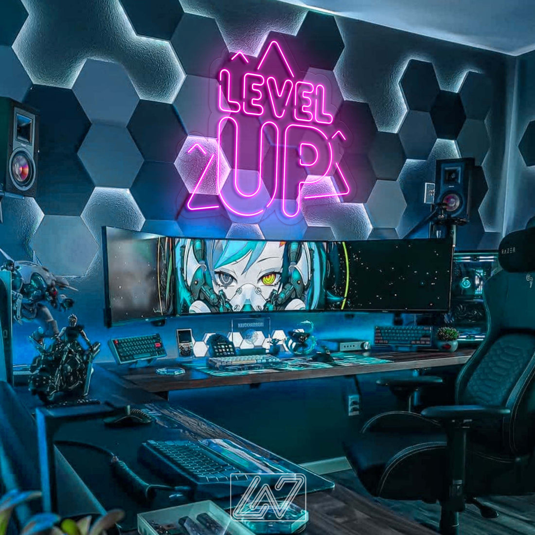 Level UP - LED Neon Sign, games Neon Sign, Games Character, Neon Game Zone,Player Led Sign,Stream Light Sign, Twitch, Game room