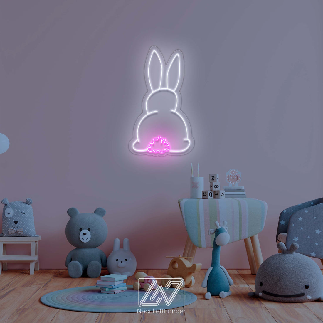 Bunny - Neon Fairytale in Your Room! Original Decor for a Child's Room. Neon Sign for Playful Minds. Children's paradise comes alive!