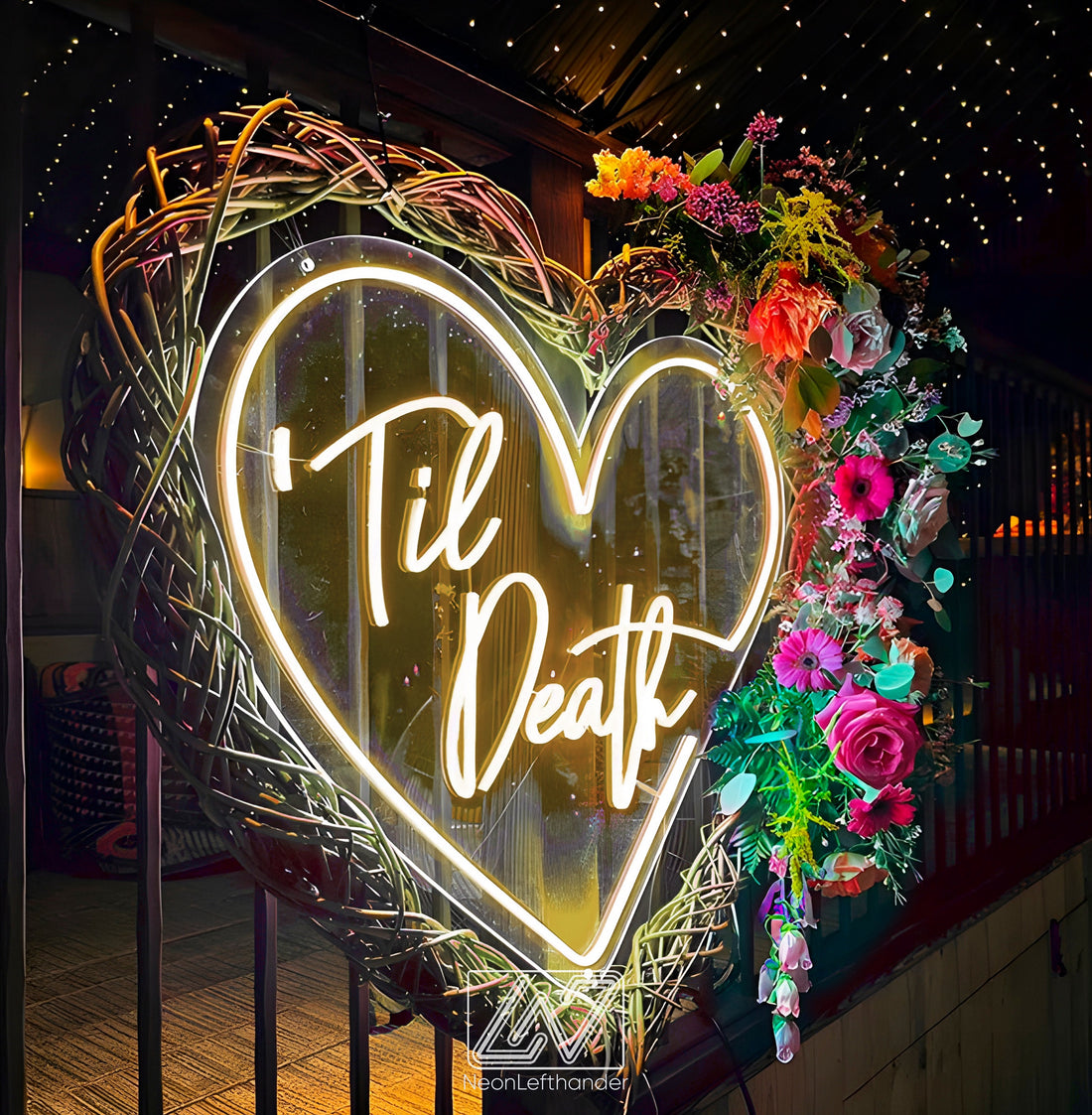 Til Death in Heart - LED Neon Sign, Wedding Neon Sign, Neon Sign for Wedding, Wedding Ceremony, Neon sign wall decor