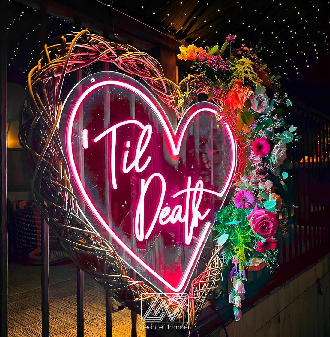 Til Death in Heart - LED Neon Sign, Wedding Neon Sign, Neon Sign for Wedding, Wedding Ceremony, Neon sign wall decor