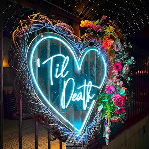 Til Death in Heart - LED Neon Sign, Wedding Neon Sign, Neon Sign for Wedding, Wedding Ceremony, Neon sign wall decor