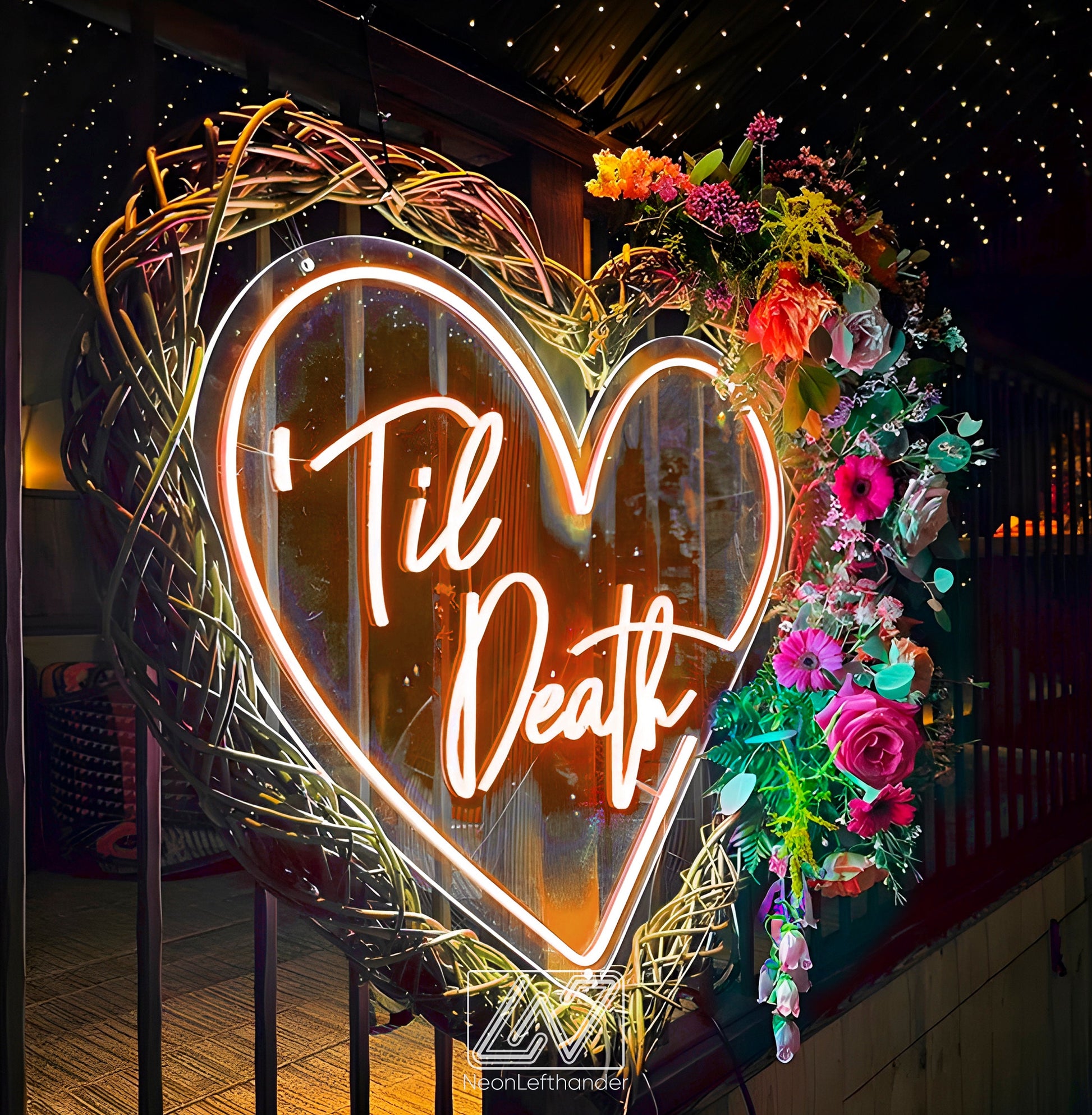 Til Death in Heart - LED Neon Sign, Wedding Neon Sign, Neon Sign for Wedding, Wedding Ceremony, Neon sign wall decor