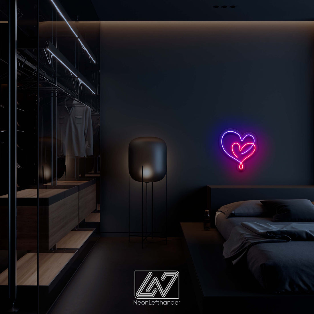 Hearts - LED Neon Sign, Romantic Gift for Valentine's Day and Stylish Decor Element for Bedrooms and a Chic Addition to Wedding Ambiance