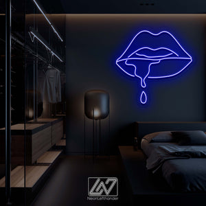 Dripping Lips - LED Neon Sign , Custom Neon Sign, Custom Neon Light, Neon Bedroom Sign, Led Neon Wall Decor, Wall Art