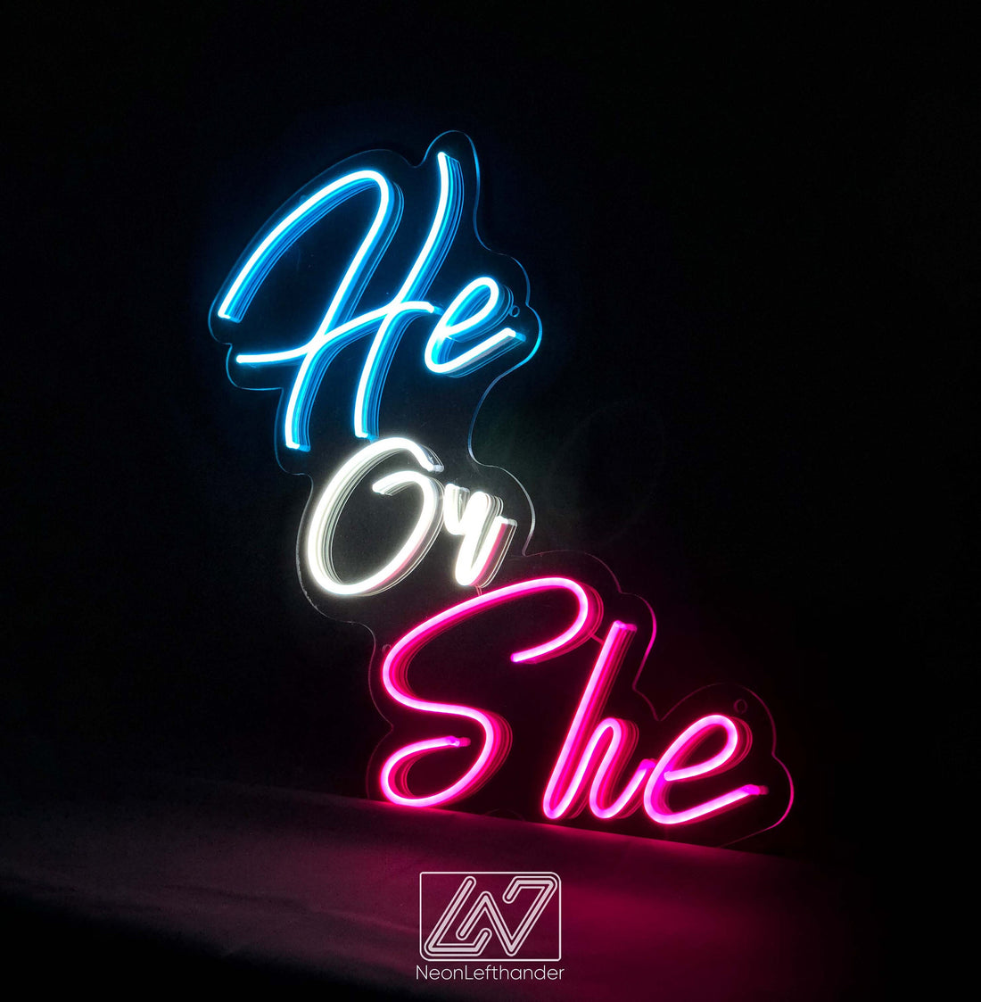 He or She - LED Neon Sign, Gender Party, Gender Reveal Party Neon Sign, Birthday Backdrop Sign, Event Decor, Backdrop Decorations