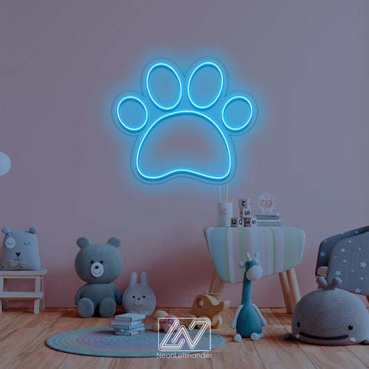Paw - LED Neon Sign, Animal Neon Sign, Dogs Paw Neon Light, Custom Cats Paw Led Sign,  Gift for Pet Lover