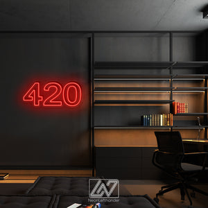 420 - LED Neon Sign, Smoke led sign, Stoner neon sign, Weed Leaf Neon Sign, Bedroom Light, Its 420 Somewhere
