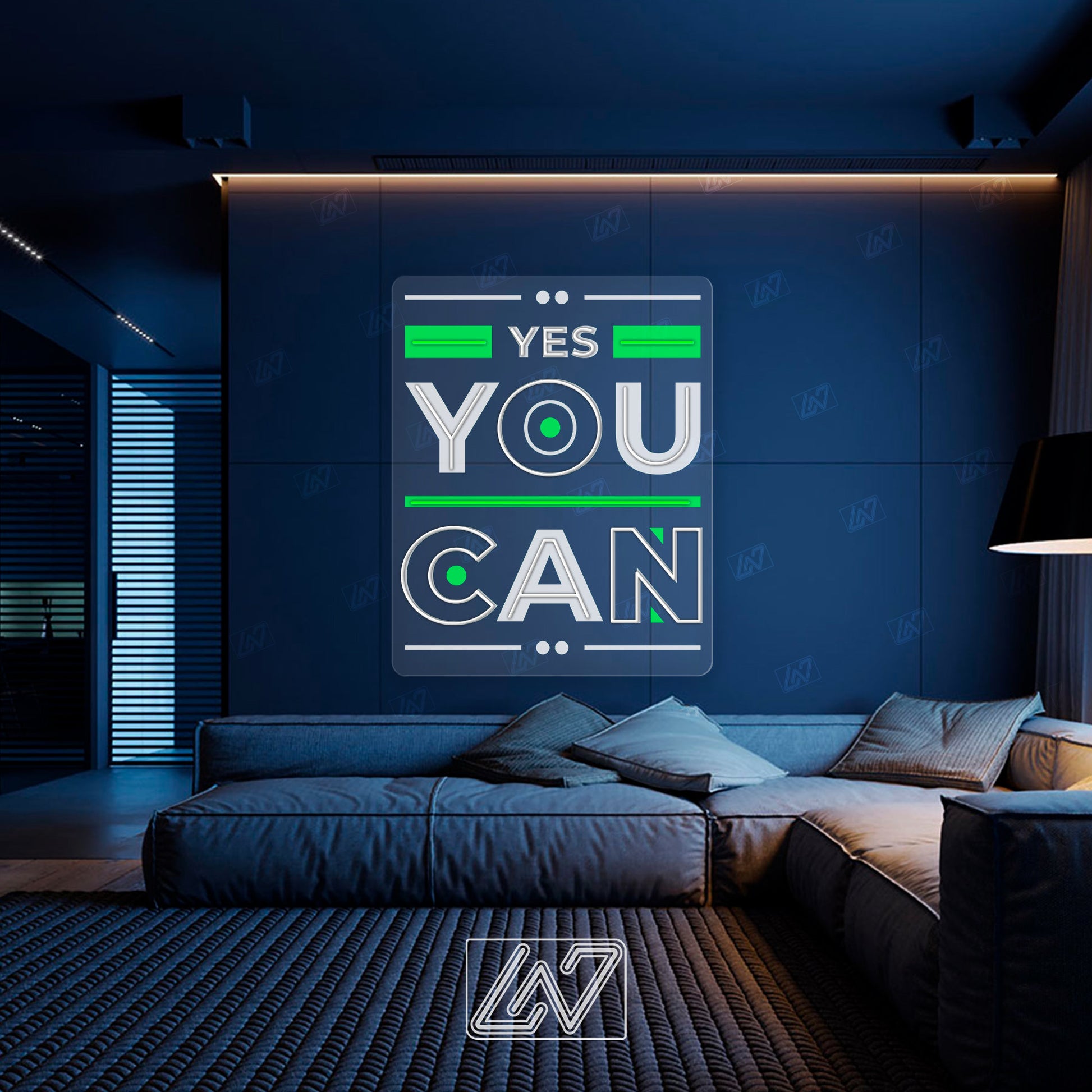 Yes You Can - LED Neon Sing with UV Print, Inspiration Neon Sign, Neon Sign Bedroom, Motivation Quote Led Sign