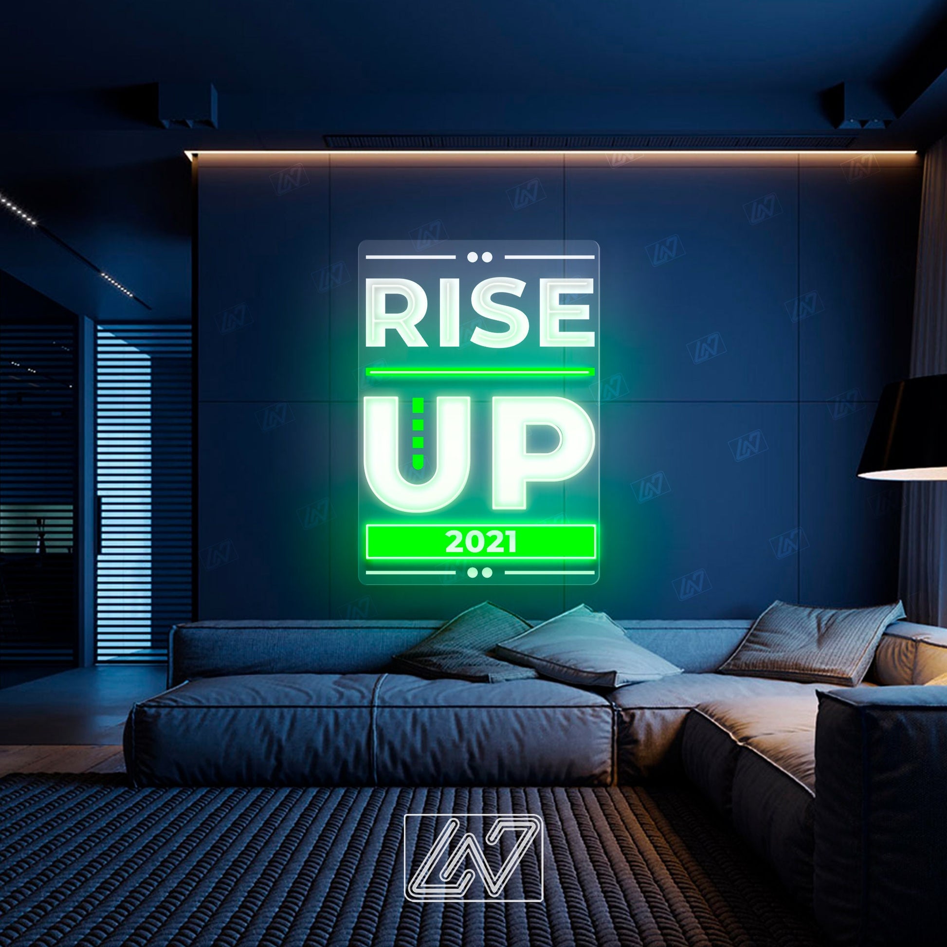 Rise Up and Overcome - LED Neon Sing with UV Print, Inspiration Neon Sign, Neon Sign Bedroom, Motivation Quote Led Sign