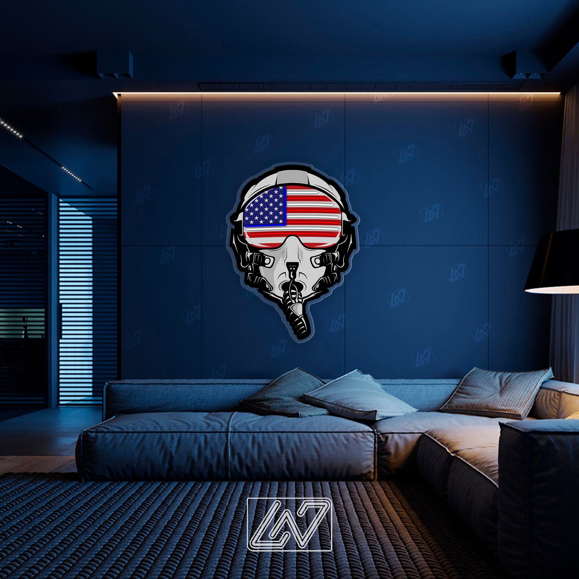 USA Army Aviation - LED Neon Sing, USA Flag, Army Air Forces, Army Pilot, Flight Helmet, Nasa