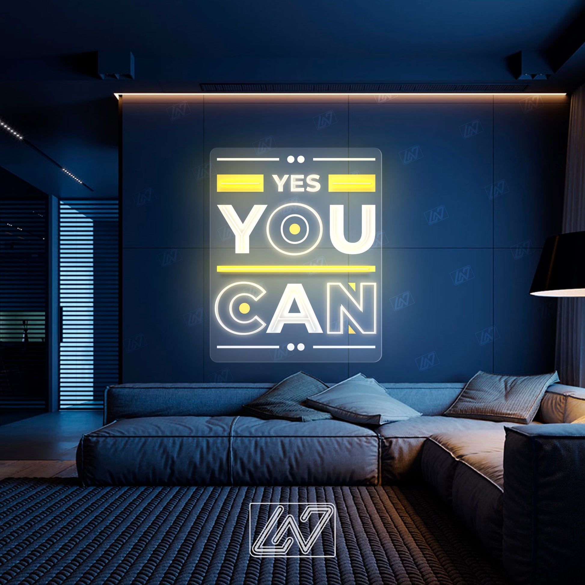 Yes You Can - LED Neon Sing with UV Print, Inspiration Neon Sign, Neon Sign Bedroom, Motivation Quote Led Sign