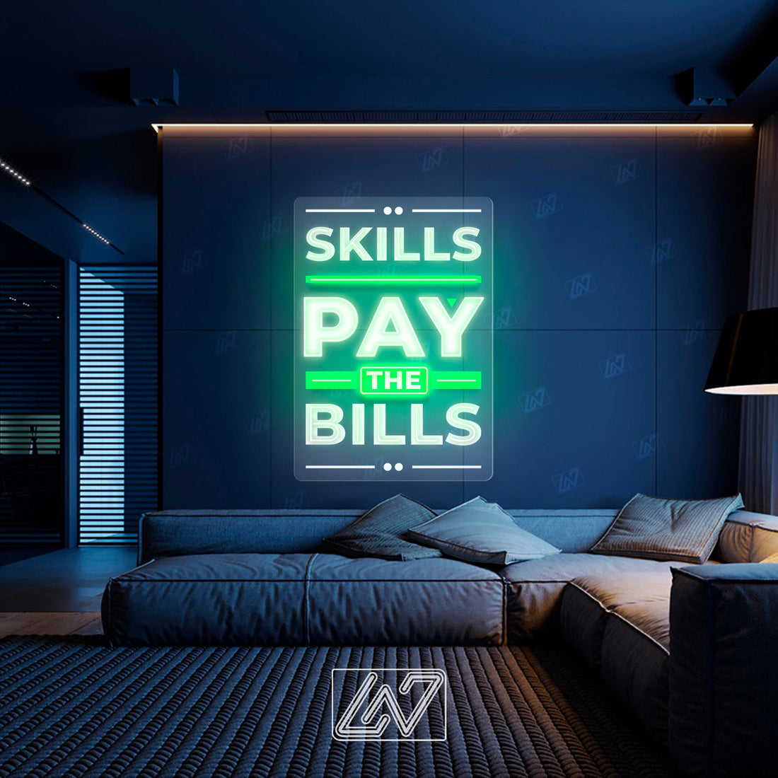 Skills Pay The Bills - LED Neon Sing with UV Print, Inspiration Neon Sign, Neon Sign Bedroom, Motivation Quote Led Sign