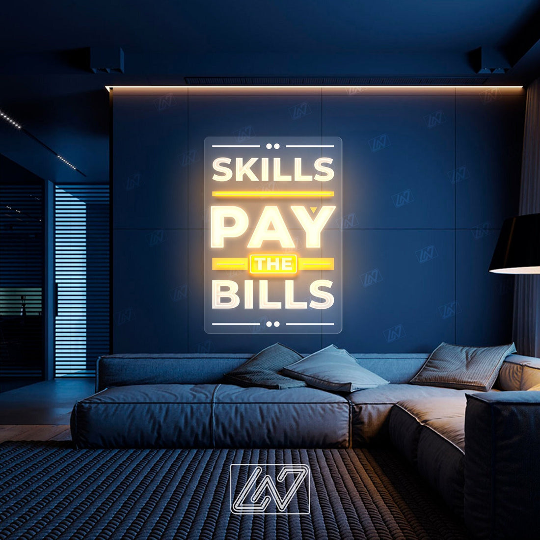 Skills Pay The Bills - LED Neon Sing with UV Print, Inspiration Neon Sign, Neon Sign Bedroom, Motivation Quote Led Sign