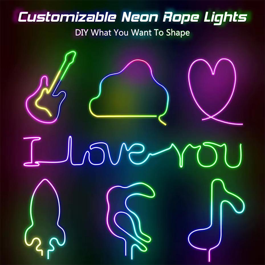 Multicolor Smart RGBIC Neon Strip Lights - LED Strip Light - Color Changing Neon Strip - DIY Neon Strip Light - Aesthetic Home Decor