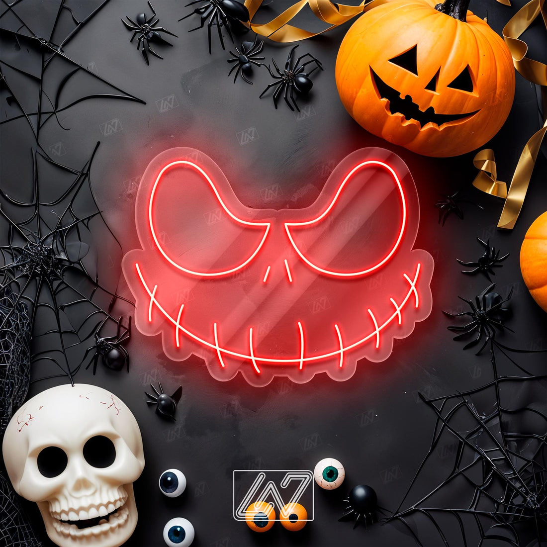 Jack Face- LED Neon Sign, Spooky Halloween, Custom Neon Sign, Cute Ghost Sign, Spooky LED Sign, Ghost Wall Sign, Halloween Wall Decor